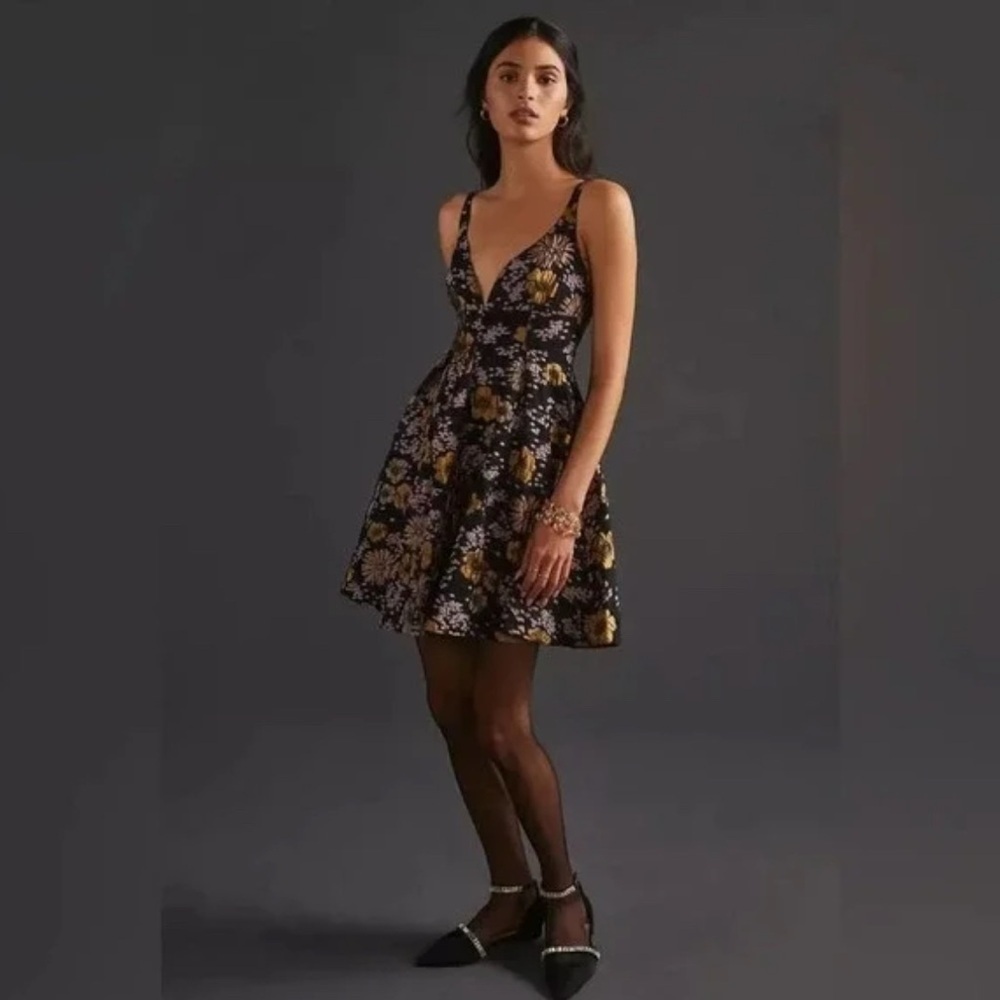 Anthropologie Jacquard A-Line Mini Dress